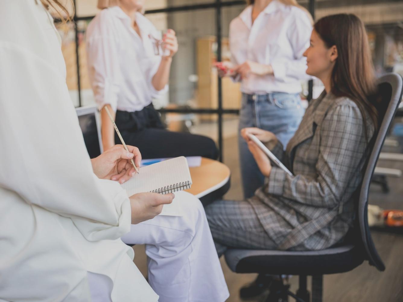 Small group discussion about investment strategies and concepts
