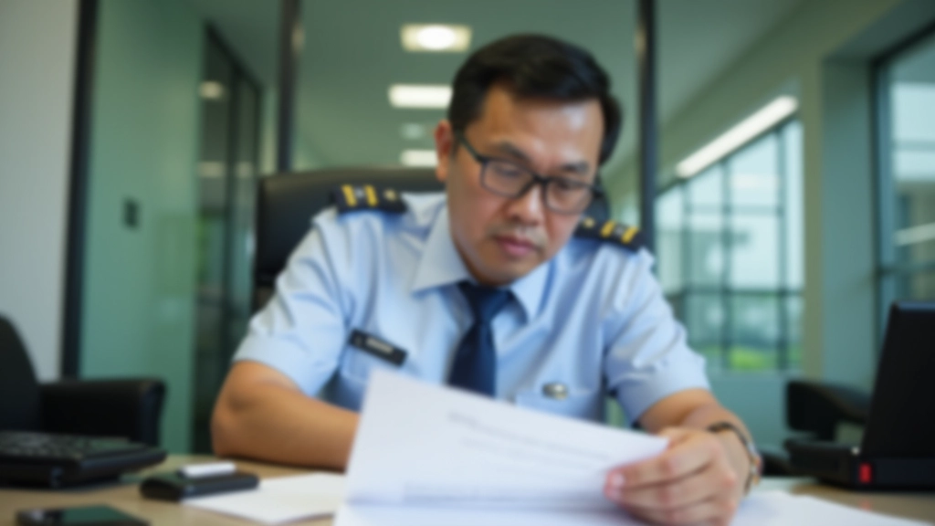 HDB enforcement officer reviewing documentation and violation records