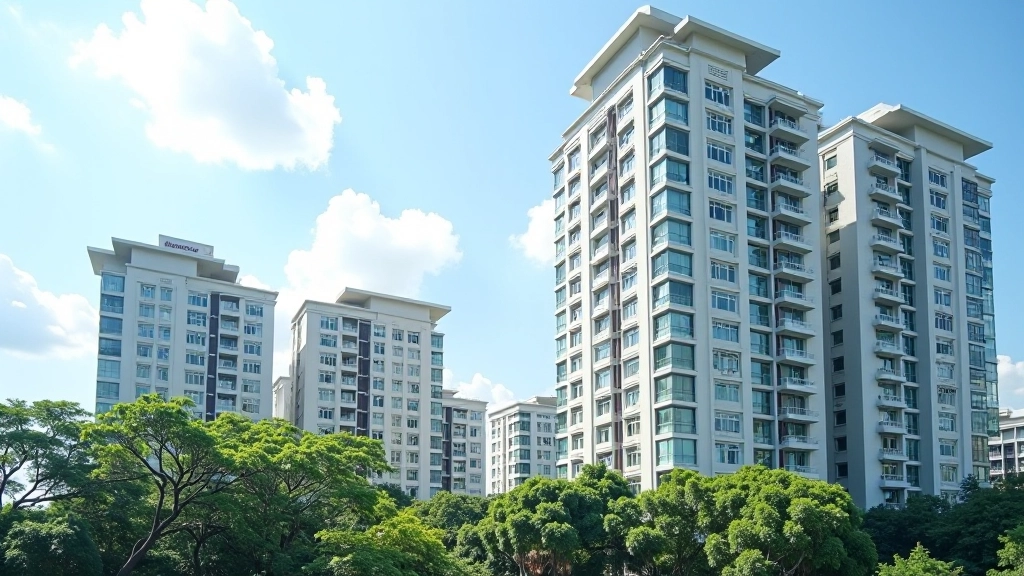 Modern HDB residential building with green landscaping and residential units in Singapore neighborhood
