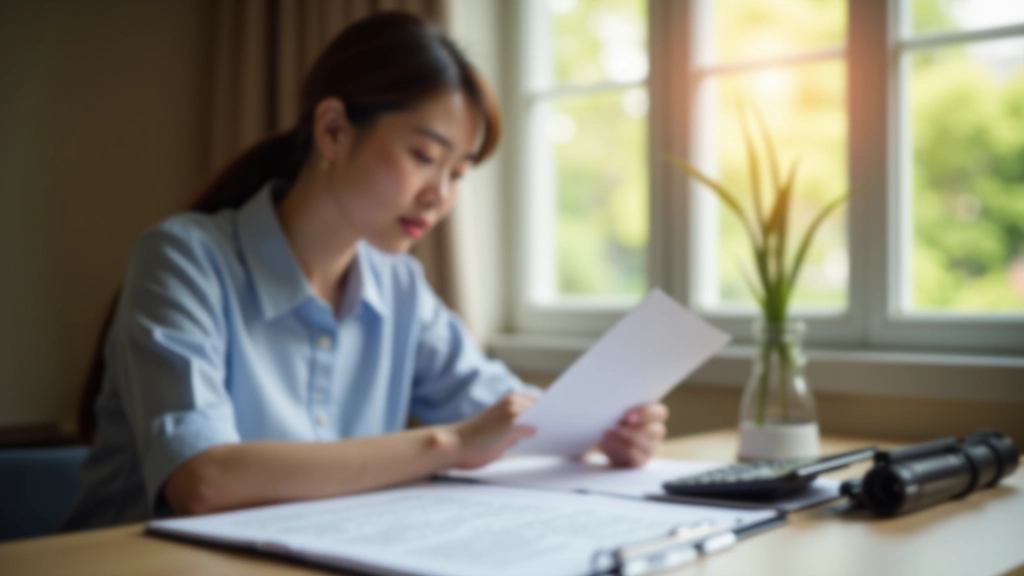 Person using calculator and reviewing rental lease agreement at home office